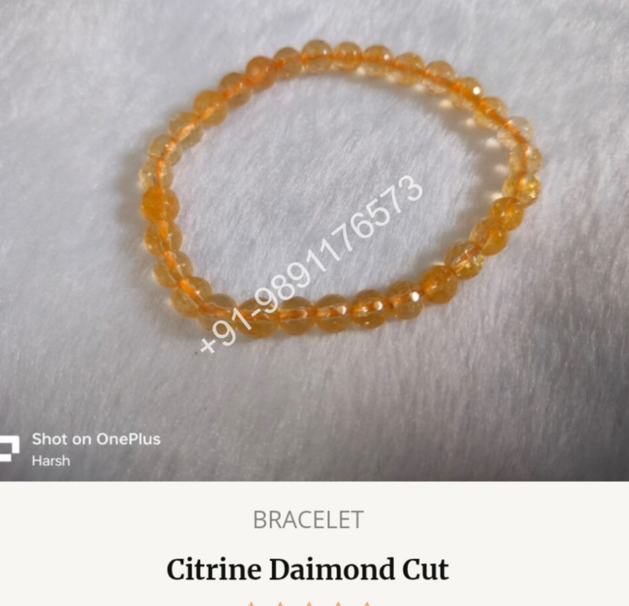 CITRINE DIAMOND CUT BRACELET CLEAR QUARTZ HEART PENDANT